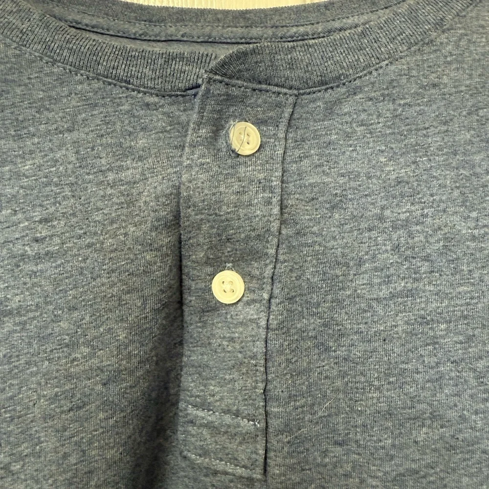 J. Crew Broken In Long Sleeve Henley Heathered Blue Men's Shirt Size XL